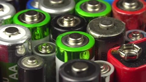 Old used batteries of different types ro... | Stock Video | Pond5