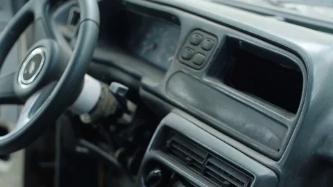 Old Used Car Interior Stock Footage 84890480