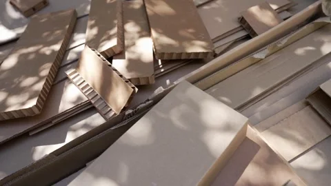 Old used cardboard for packaging items, packaging cardboard from recycled waste Stock Footage 318048766