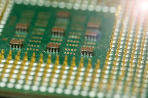 Old used CPU microprocessor for desktop in macro 写真素材