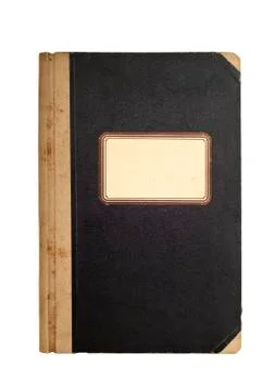 Old, used notebook with blank label isolated over white 库存照片