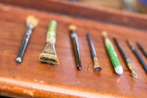 Old Used Paint Brushes Stock Photos