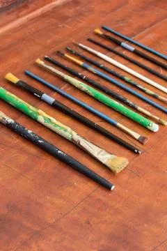 Old Used Paint Brushes Stock Photos