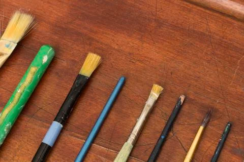 Old Used Paint Brushes Stock Photos