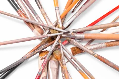 Old used paintbrushes Stock Photos