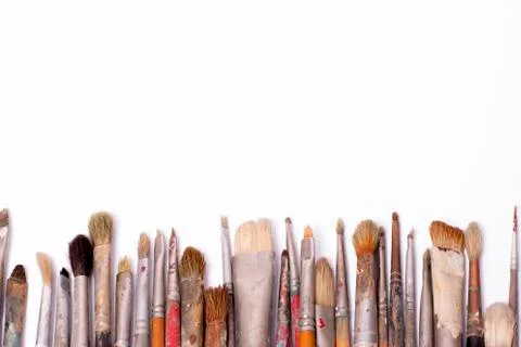 Old used paintbrushes Stock Photos
