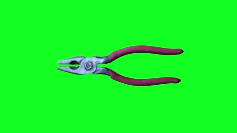 Old used Plier hand tool, loop stop motion animation chroma key Stock Footage 170106070