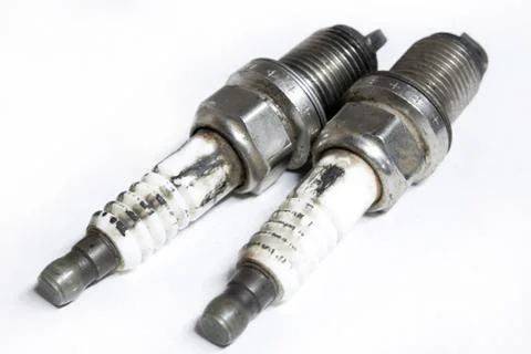 Old used spark plug Stock Photos