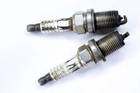 Old used spark plug Foto stock