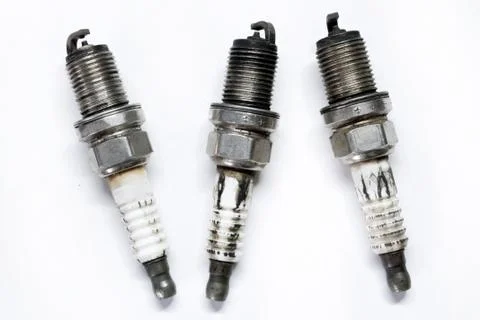 Old used spark plug Stock Photos