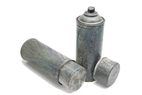 Old used spray cans Stock Photos