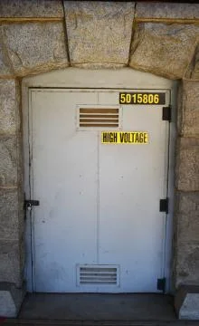 Old utility door Stock Photos