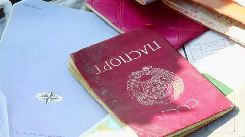 Old UUSR passport in Garbage Видео 50637649