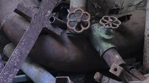 Old valve in the factory Video stock 88988345