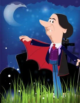 Old vampire in the cemetery Stock Illustration