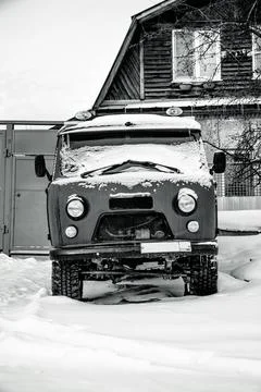 Old van monochrome Stock Photos