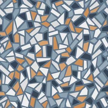 Old vector abstract ceramic mosaic seamless pattern. Stone marble texture floor Stock Illustration