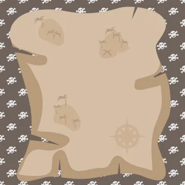 Old vector pirate treasure map イラスト素材