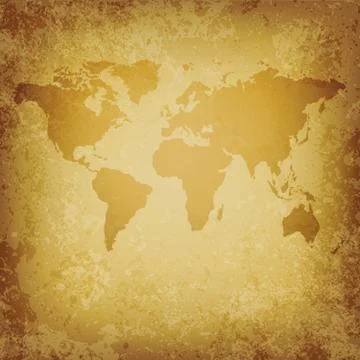 Old vector world map blank template Stock Illustration