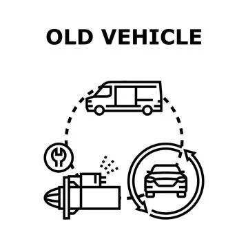 Old vehicle concept featuring refurbishment and maintenance Stock Illustration