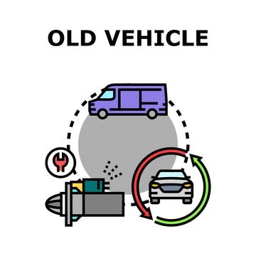 Old vehicle concept featuring refurbishment and maintenance Stock Illustration