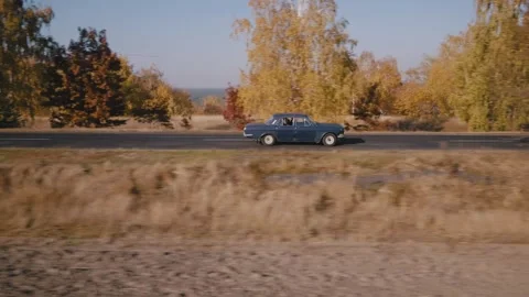Old vehicle on the road Stock Footage 255801018
