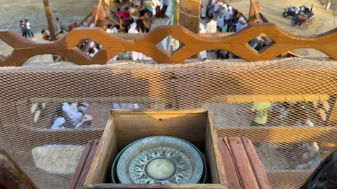 Old vessel boat compass to navigate on sea ocean in Qatar sunset historic Stock Footage 338315708