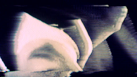 Old VHS Glitches and Static Noise on the black Background 動画素材 161464163
