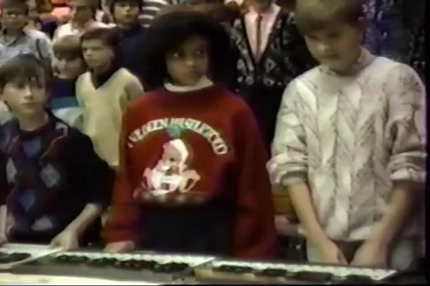 Old video, Choir playing recorder, Joy to the World, w/ sound Stock Footage 258076115