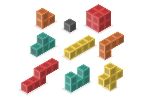Old video game square template. All shapes. Stock Illustration