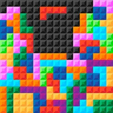 Old video game square template. Brick pieces game background. Vector illustra Illustrazione stock