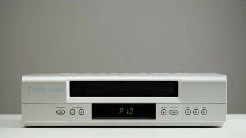 Old video recorder close-up, VHS. Retro player, vintage video cassette Stock Footage 204924544