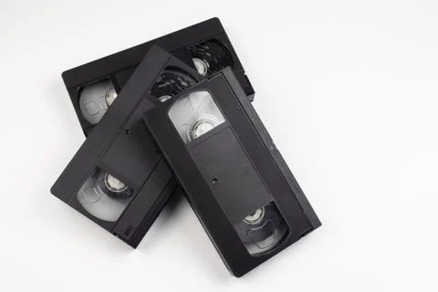 Old videotapes on a white background. Stock Photos