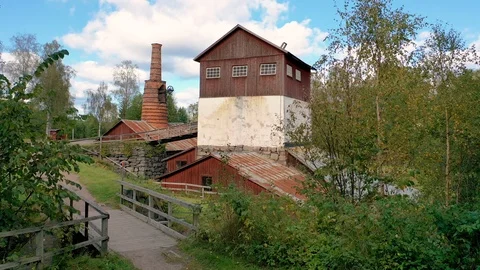 Old Viking Grain Processing Mill Fly Over Stock Footage 116607064