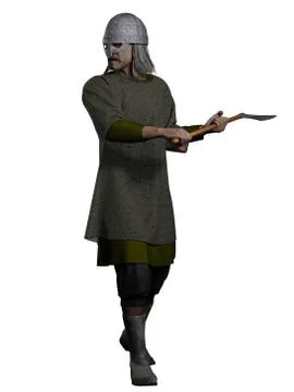 Old Viking Warrior with Axe Stock Illustration