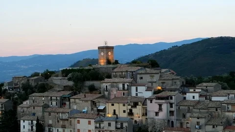 Old village night view Stock Footage