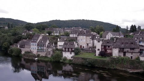 Old village by river Stock Footage 71243971