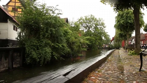 Old village River while raining Stock Footage 89588258