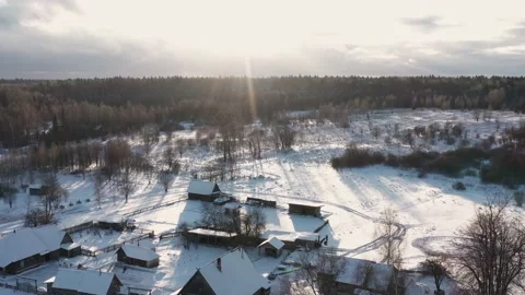 Old village in the winter forest Stock Footage 168358737