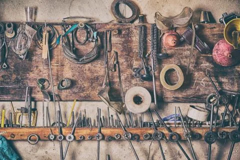 Old vinrtage tools Stock Photos