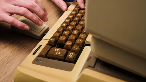 Old Vintage 70s 80s Computer Being Used Closeup Stock Footage 126473096