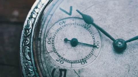 Old vintage clock mechanism watch time going fast Stock Footage