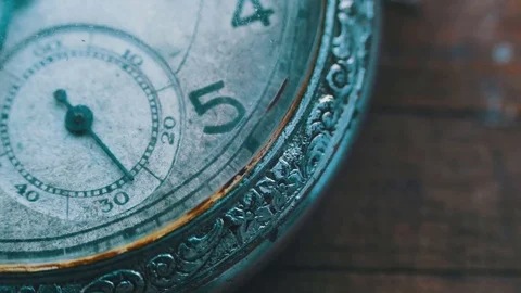 Old vintage clock mechanism watch time going fast Stock Footage
