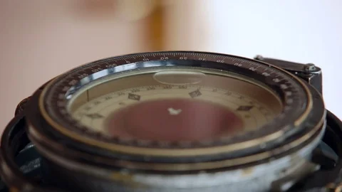 Old Vintage Compass on the ship points the way. Close Up Stock Footage 84657716