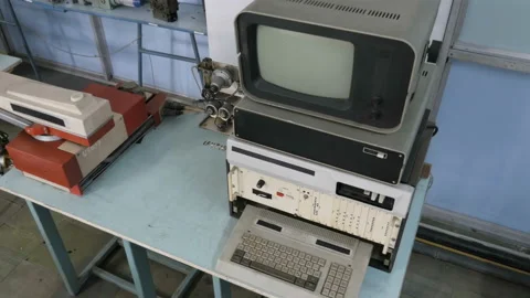 Old Vintage Computer 60S 70S Style Screen Stock Footage 121725984