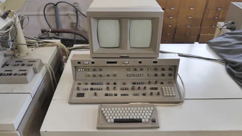 Old Vintage Computer From The 80s - 90s. Retro PC Computing Machine Stock Footage 157993017