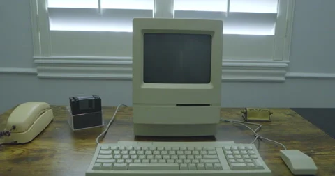 Old Vintage Computer on Desk Stock Footage 246150801