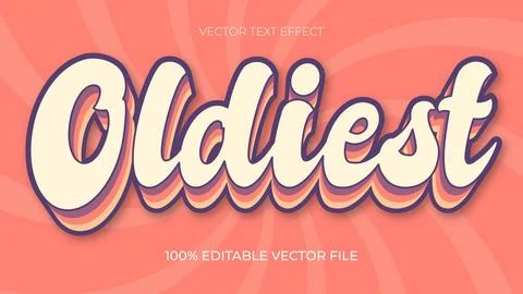 Old vintage editable text effect Retro Culture 3d cartoon style premium vecto Stock Illustration
