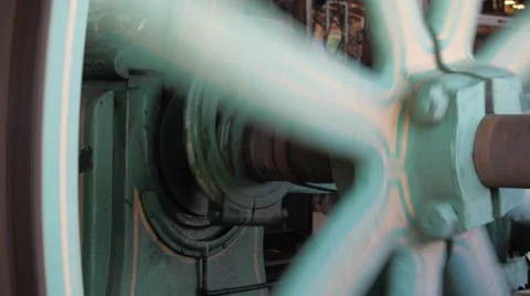 Old , Vintage Engine - Large wheel - saw mill Stock Footage 54960445