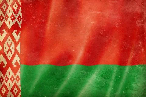 Old vintage flag of Belarus, worn and stained Stock Illustration